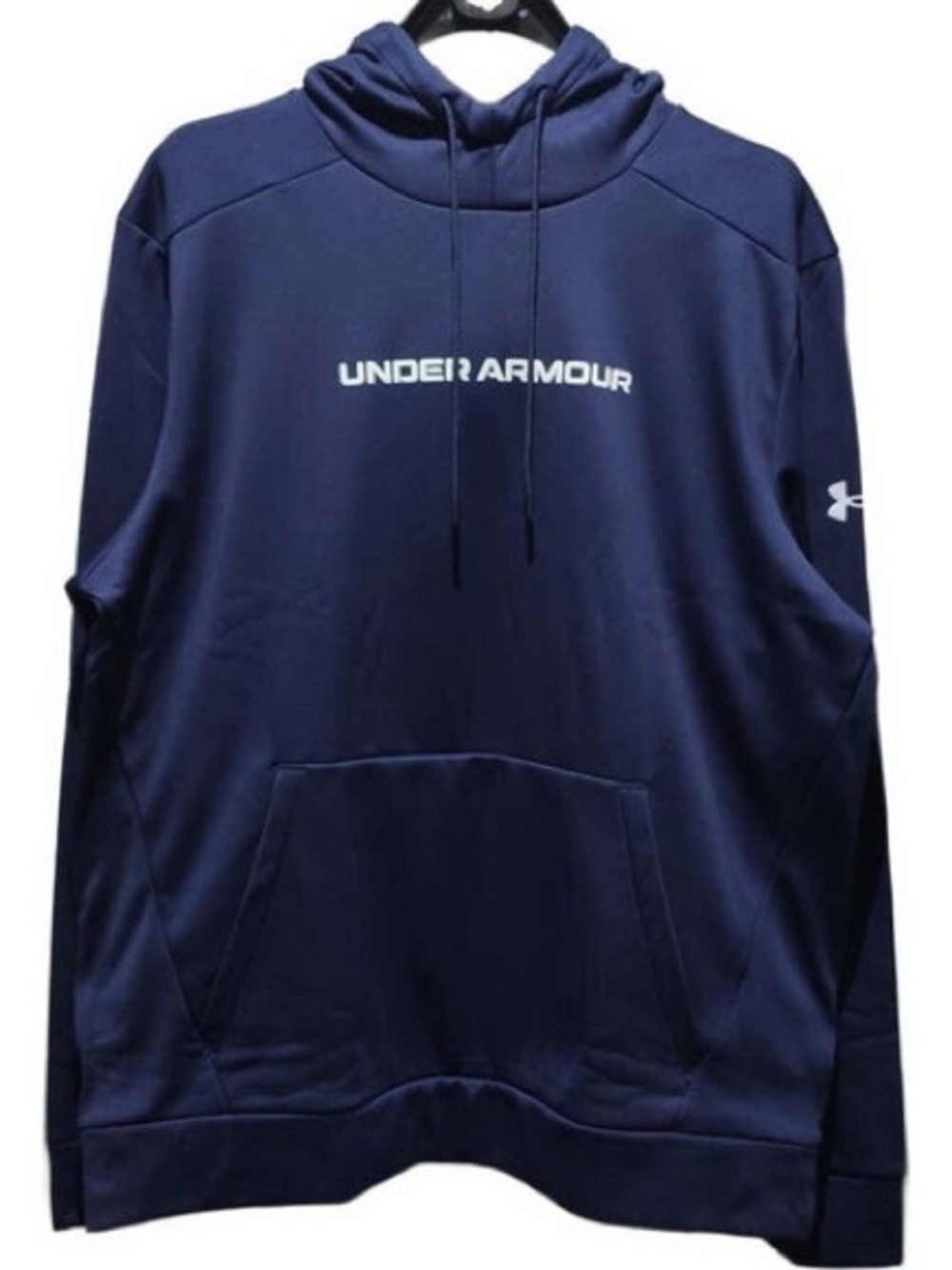 Under Armour Navy Blue Pullover Hoodie with White Logo